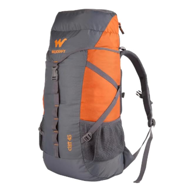 WILDCRAFT 45L Nylon Rucksack – Water-Resistant Travel & Hiking Backpack with Adjustable Straps, Grey - Image 3